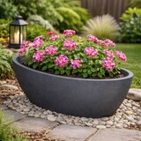 thumbnail of WellHome - Blumentopf aus Rotationsgeformtes Polyethylen 5L 40x20x16cm in farbe Graphit - Aria Oval