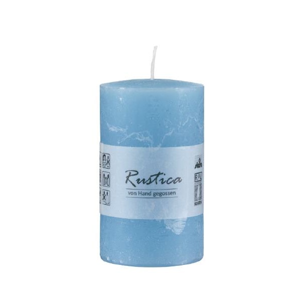 Rustikale durchgefärbte Kerze Ocean Blau, 50 x 50 mm, Stumpenkerze, rußarm, tropffrei, RAL Kerzengüte Qualität