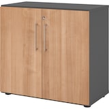 thumbnail of bümö Aktenschrank abschließbar, Büroschrank Holz 80cm breit in Graphit/Nussbaum - abschließbarer Schrank mit Aktenregal für's Büro & Arbeitszimmer,