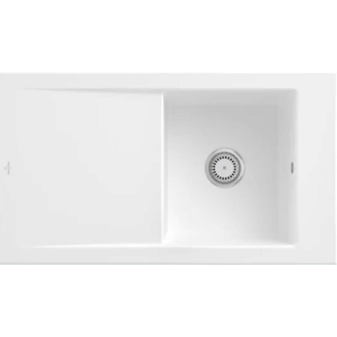 Villeroy&Boch Spülbecken mit Abtropffläche links, Timeline 50 Stone White 900x510mm, inkl. Ablaufgarnitur mit Handbetätigung