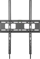 Un soporte de pared negro para TV con brazos ajustables.
