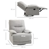thumbnail of HOMCOM sillón reclinable de salón sillón relax reclinable manual tapizado en tela con reposapiés carga 160 kg para personas 150-190 cm 89x98x101 cm