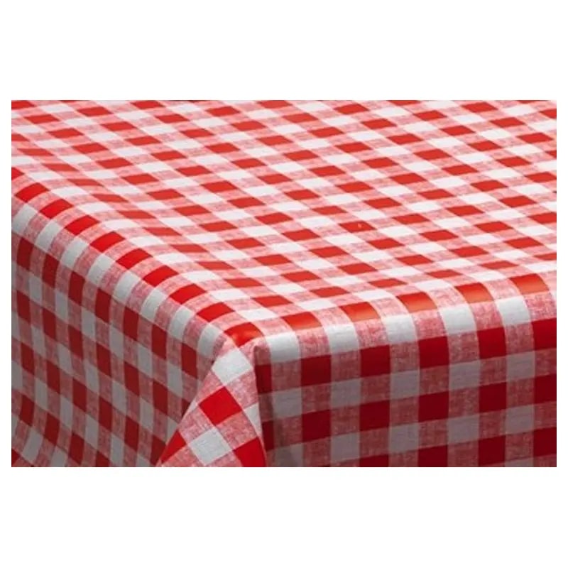 Nappe en toile cirée carreaux rouge – Carrée 140 x 140 cm – Livraison roulée sur tube