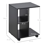 thumbnail of Mesita auxiliar moderno mesa auxiliar en forma de C con ruedas estantes abiertos para salón dormitorio 45x35x58 cm negro