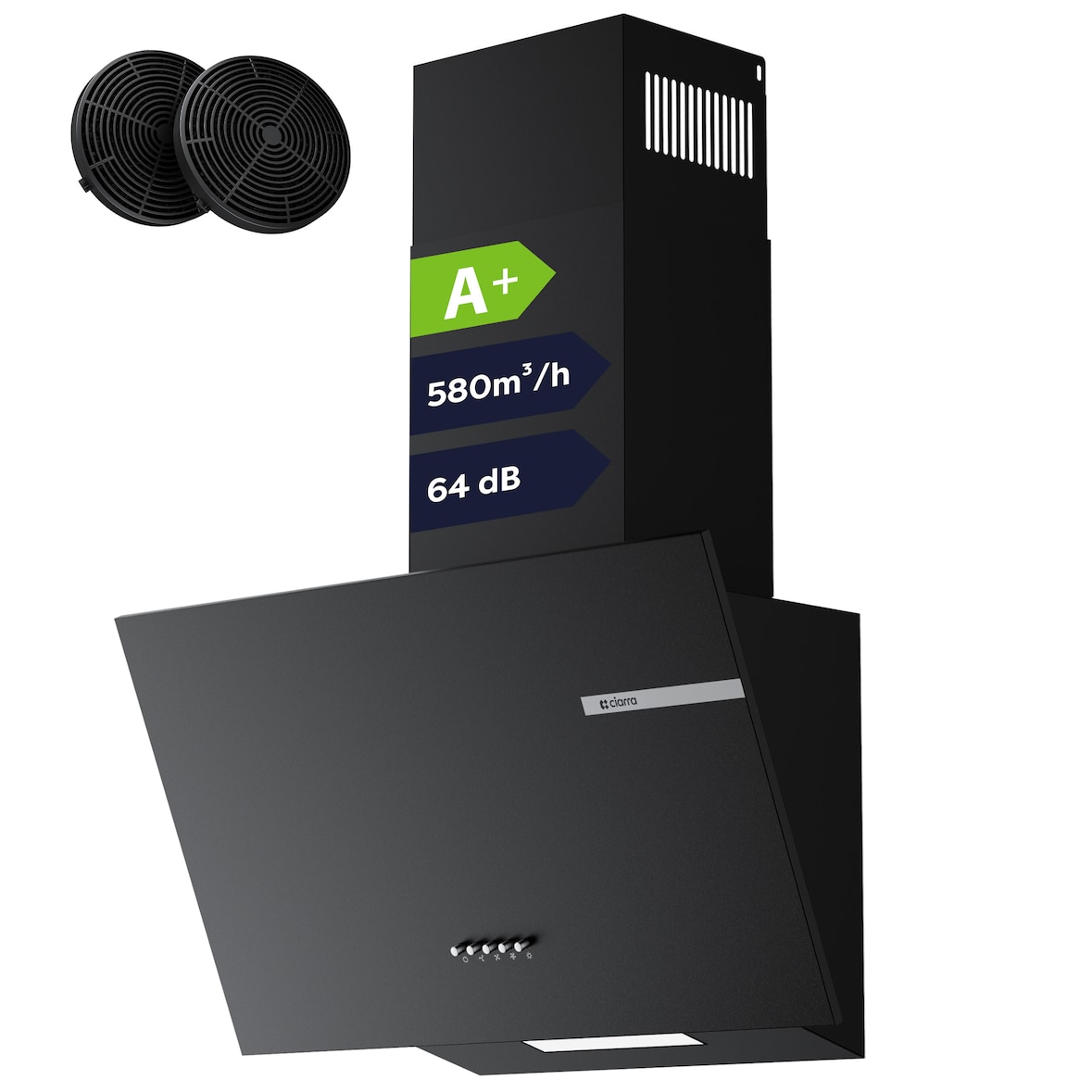 CIARRA Afzuigkap, Schuine afzuigkap A+ 580m³/h 60cm, recirculatie & luchtafvoerVM6765AB