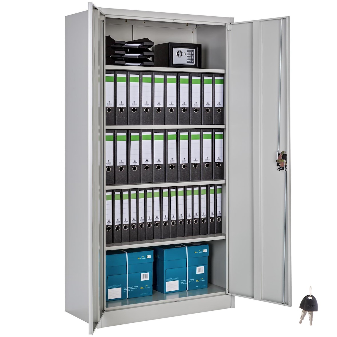 tectake Armario archivador con cierre de seguridad y 5 alturas  gris - 402483