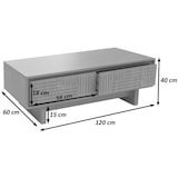 thumbnail of Mesa de centro HWC-O33, mesa para sofá, mesa de apoio para sala de estar, 2 gavetas, 2 compartimentos, melamina 40x120x60cm ~ castanho