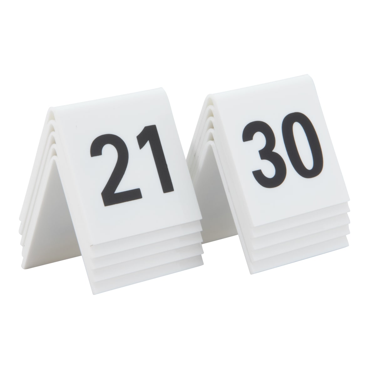 Securit® Lot de 10 Numéros de table de 21-30 - Acrylique blanc avec chiffres noirs