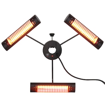 Outsunny Aquecedor Elétrico de Exterior com 3 Painéis 1000W Aquecedor de Infravermelhos com Controlo Proteção IPX5 87x75x22cm Preto