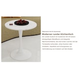 thumbnail of Couchtisch Rund Weiß 70x70x72 cm, Kunstmarmor Tischplatte, hochbeinige Konstruktion, minimalistisches Design, vielseitig als Beistelltisch