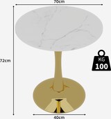 thumbnail of Couchtisch Rund Gold+Weiß 70x70x72 cm mit Kunstmarmorplatte in Weiß mit Aderung, hoher Tischfuß, modernes minimalistisches Design