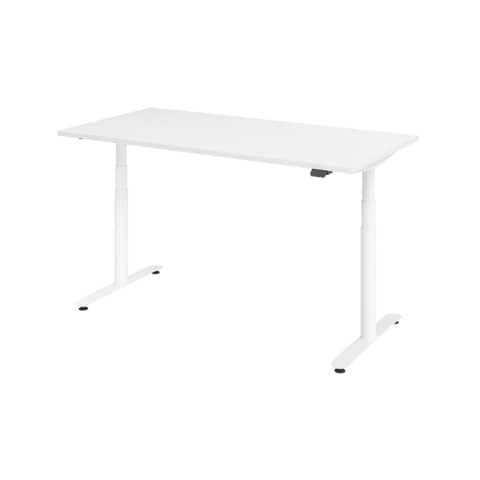 Schreibtisch T-Fuß, elektrisch höhenverstellbar, 160 x 80cm, weiß/silber