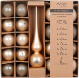 thumbnail of 19 Weihnachtskugeln Glas 5-6cm mit Spitze Set Glitzer Motiv Christbaumkugeln Weihnachtsbaumkugeln Christbaumspitze Christbaumschmuck Deko Champagner