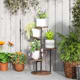 thumbnail of Outsunny estantería para plantas de 5 niveles soporte de madera acero con 5 estantes redondos para interior y exterior 43x43x70 cm carbonizado