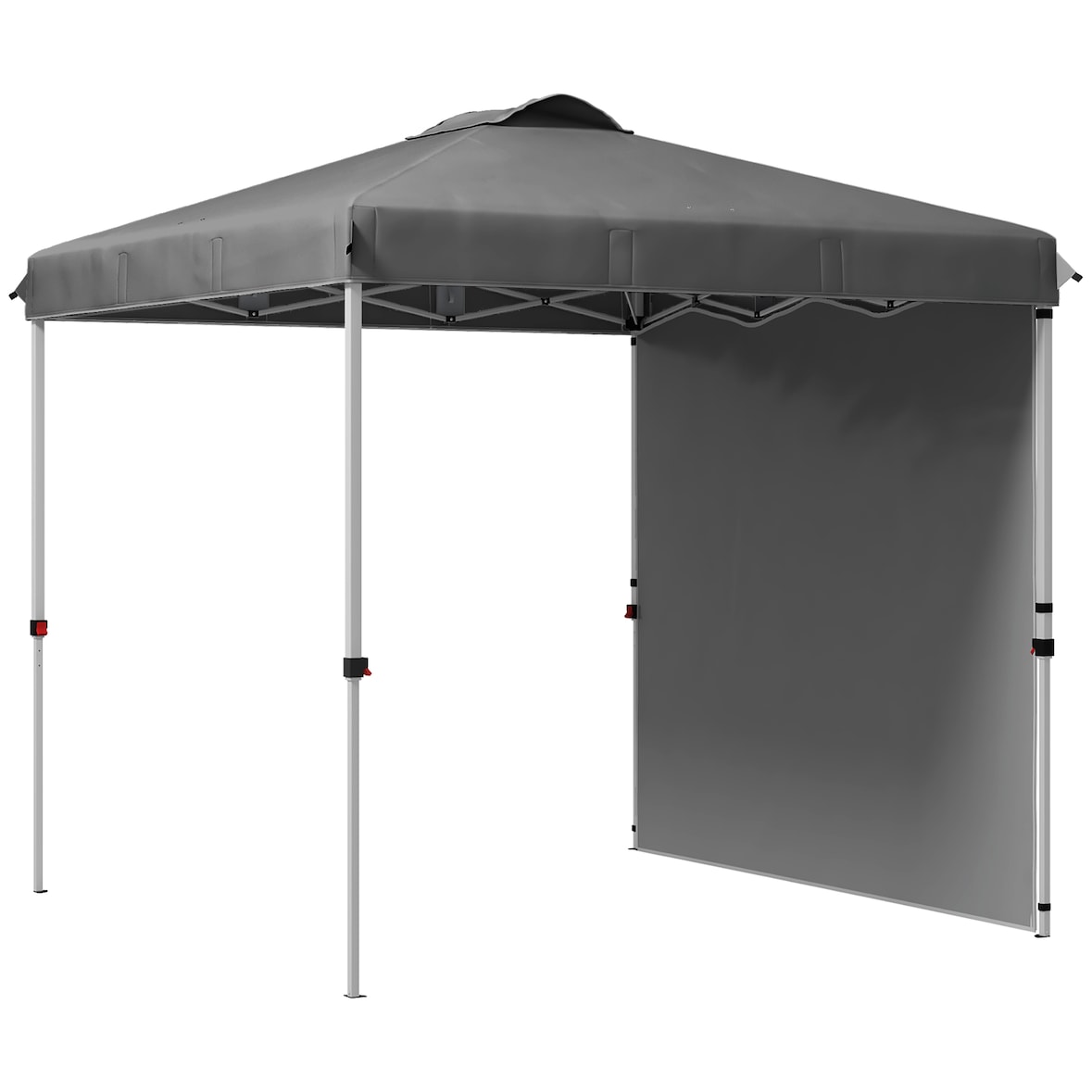 Carpa plegable 2,5x2,5 m cenador de jardín con 1 pared lateral altura ajustable en 3 niveles anti-UV impermeable y bolsa de arena