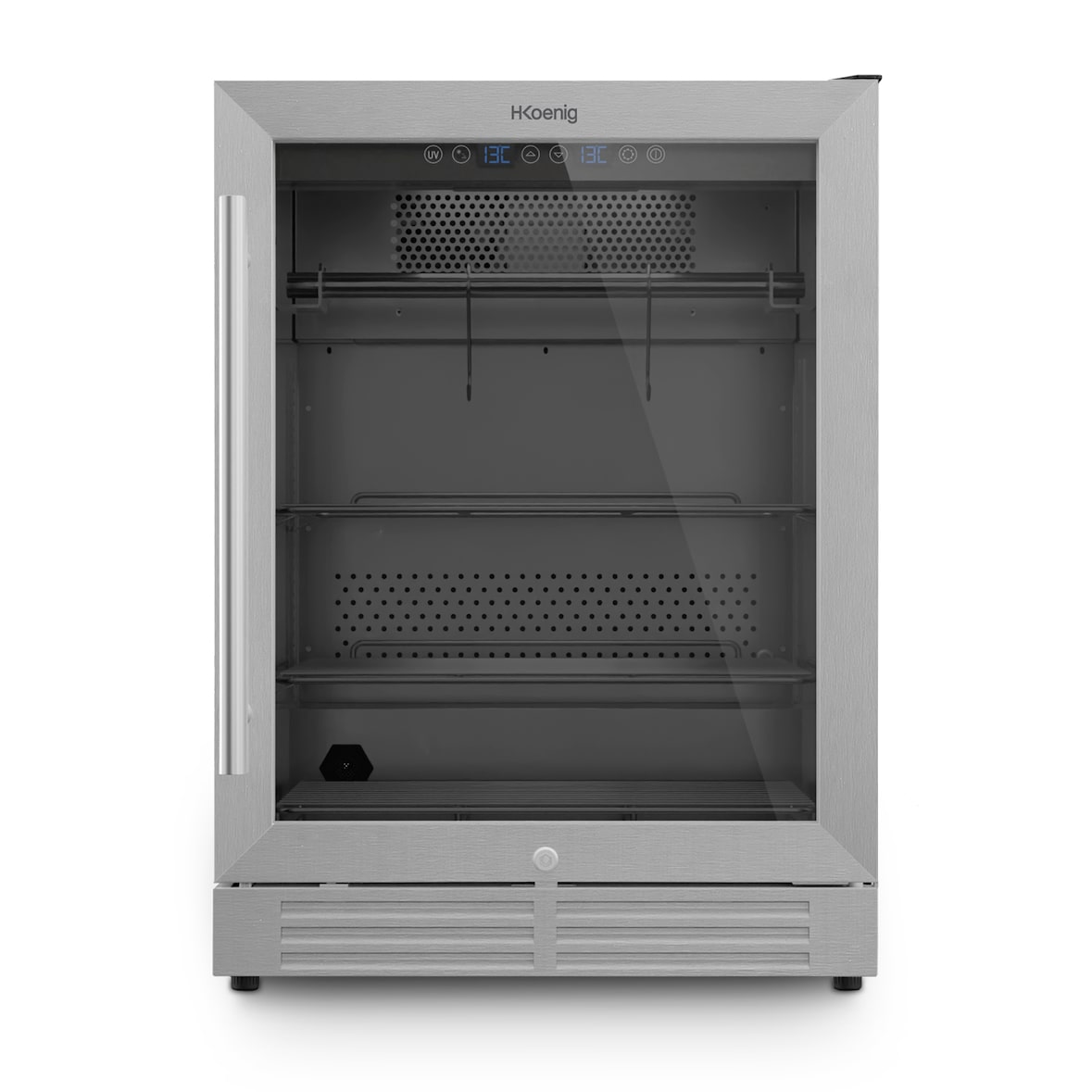 H.Koenig Rijpingskoelkast voor vlees BLK660, 125L, instelbare koelkast 2-14°C, 85% luchtvochtigheid, UV-beschermde deur, LED-verlichting