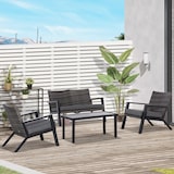 thumbnail of Outsunny Conjunto de Muebles de Jardín de Ratán 4 Piezas Juego de Muebles de Exterior con Sofá de 2 Plazas Sofás Individuales y Mesa de Centro