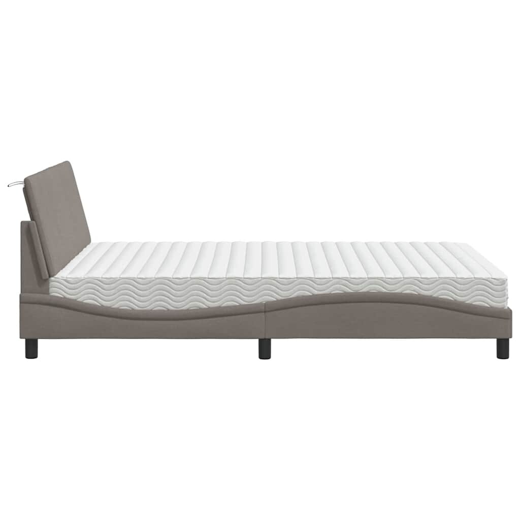 "vidaXL Bett mit Matratze ""Hanko"" Taupe 120x200 cm Stoff"