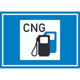 thumbnail of Tankstelle mit Erdgas Symbol Schild A6 Rückseite selbstklebend