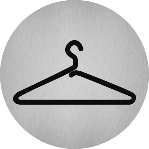 Aufkleber - Piktogramm Garderobe, Edelstahl, selbstklebend, Ø 50 mm