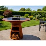 thumbnail of PURLINE Barbacoa redonda en acero corten con plancha de acero, grill y tablero de madera EFP59CO WOOD