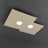 thumbnail of Toplight Plafoniera da soffitto quadrata 2 luci Plate con attacco GX53, struttura colore sabbia, design moderno 50x35x3cm