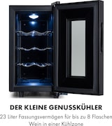 thumbnail of Klarstein Bellevin 8 Uno Weinkühlschrank 23 Liter 11-18 °C LED Touch SingleZone Schwarz