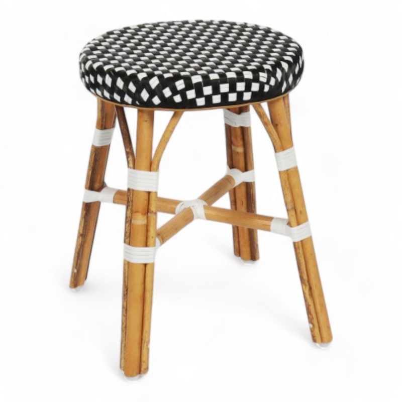 Tabouret bas de terrasse ELYSEE - Rotin - Noir