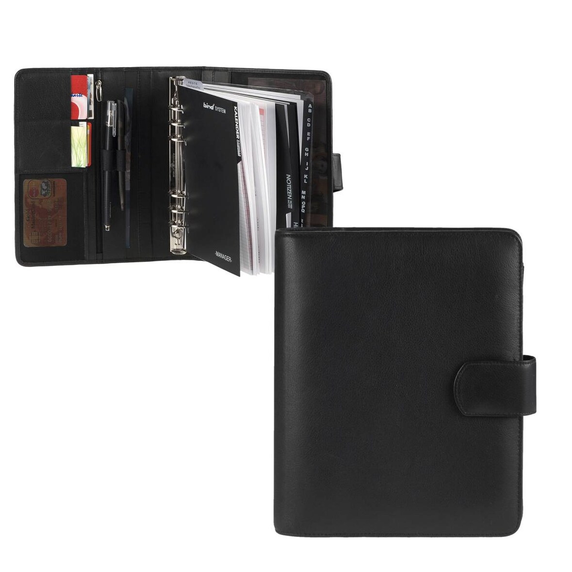 Bind Terminplaner A5 (20x24cm) Terminkalender Leder schwarz 2026