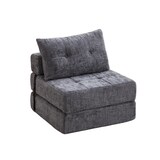 thumbnail of Klappbares Schlafsofa Schlafsessel Bodensofa Gästebett 79x79x57 mit Kopf- und Lumbalkissen hochdichter Schaum Cordbezug platzsparend Grau