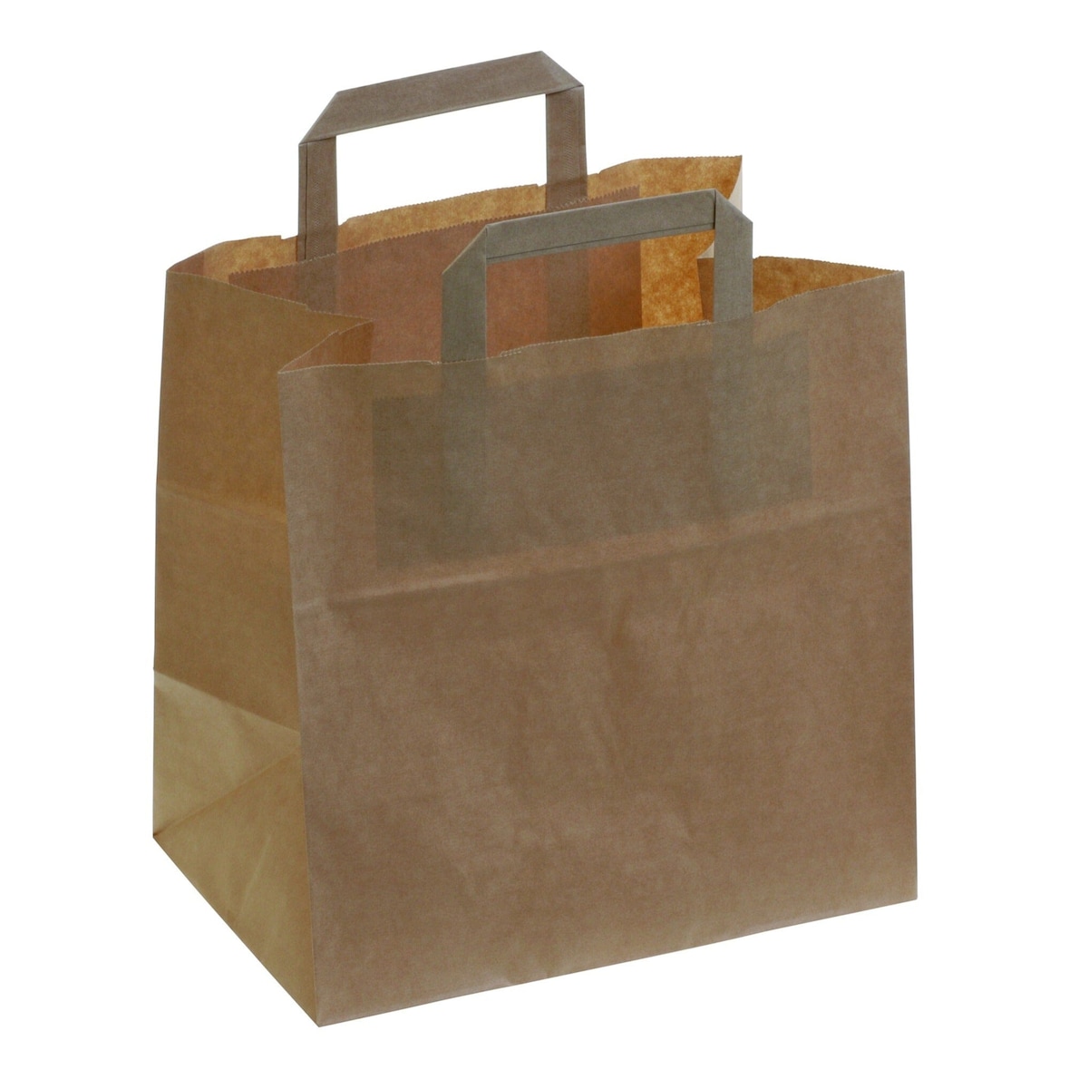 WISEFOOD 500 Stück - Papiertragetasche Kraft braun - 90g/m² - 18x25+7cm