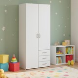 thumbnail of Armadio Con 2 Ante e 3 Cassetti Armadietto Multiuso Design Moderno Salvaspazio Vano Con Barra Appendiabiti E Ripiani 77.6 x 49.5 x 175.4 Cm Bianco