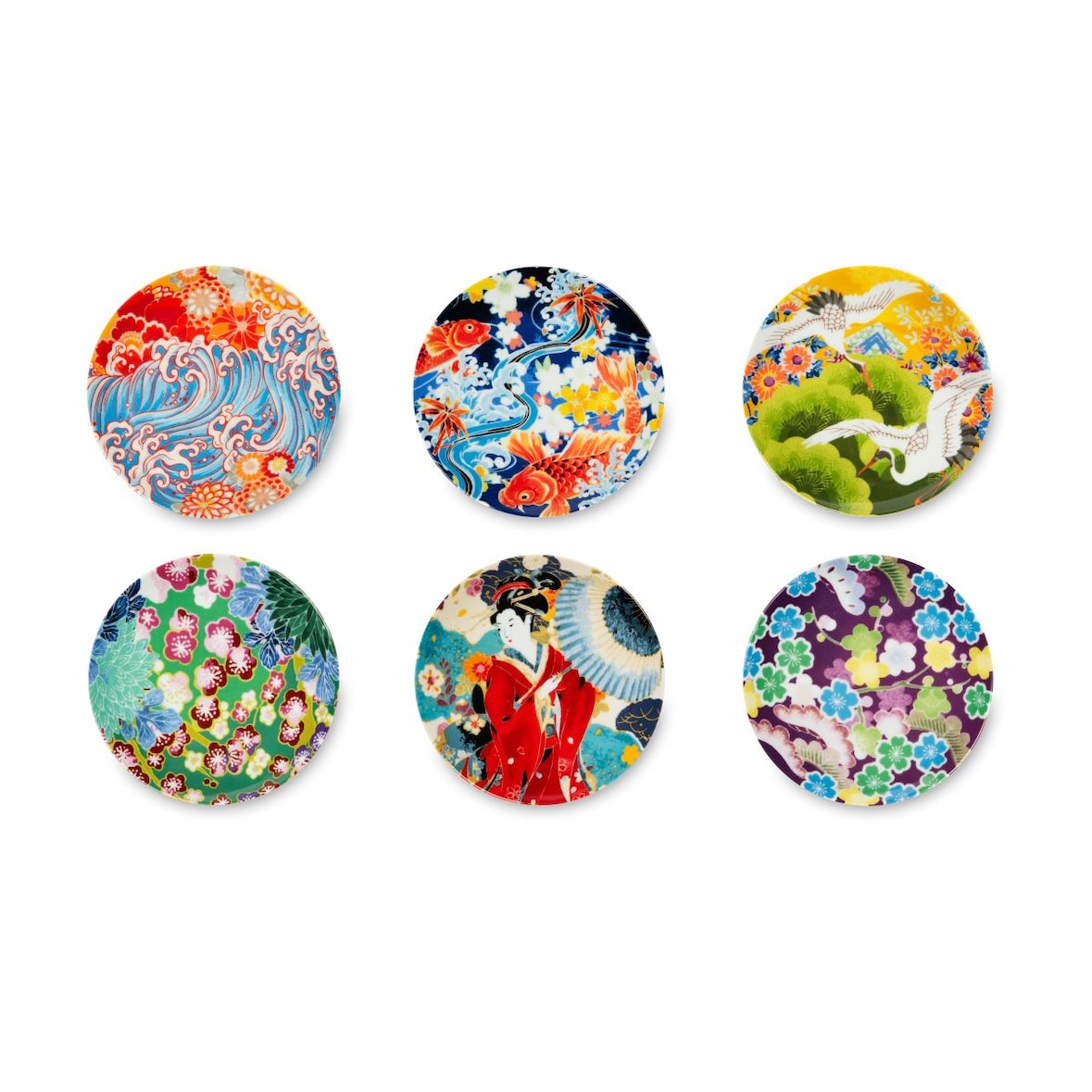 Excelsa set 6 piatti aperitivo Kimono porcellana 15 cm multicolore