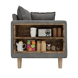 thumbnail of Zweisitzer-Sofa Chenille Grau 173x68x77 cm mit Staufächern, Getränkehaltern, Seitentaschen und 2 Rückenkissen