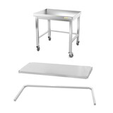 thumbnail of Arbeitstisch aus Edelstahl mit Unterbau 600 x 700 mm und Verstärkung auf PREMIUM / Rollen. GOLDINOX