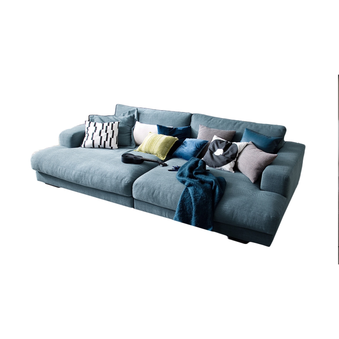 KAWOLA Big Sofa XL MADELINE Stoff petrol