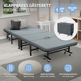 thumbnail of ECD Germany Gästebett 90×200 cm klappbar, mit Matratze, Stahlrahmen auf 8 Rädern, bis 200 kg, Reisebett Einzelbett tragbar