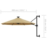 thumbnail of Helloshop26 - Sombrilla de pared con mástil metálico e iluminación LED 300 cm color topo 02_0008695