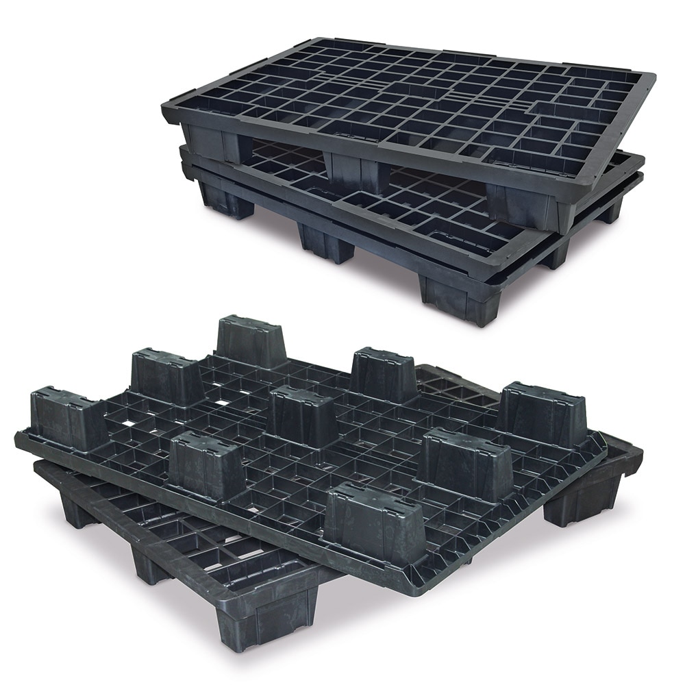 5x Leichtpalette im Euromaß, schwarz, 1200x800x140 mm, Deckfläche durchbrochen