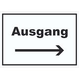 thumbnail of Ausgang Schild mit Text und Richtungspfeil rechts Exit Schluss waagerecht A5 Rückseite selbstklebend