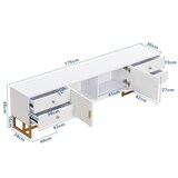 thumbnail of TV-Schrank 175x30x46 cm Weiß mit Schubladen und Türen Wohnzimmer Aufbewahrung modernes Design elegante Eisenfüße robust praktisch
