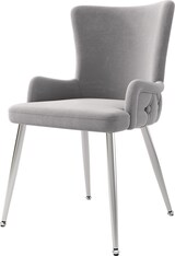thumbnail of Esszimmerstuhl 6er Set Samt Grau+Silber 85x47x49 cm mit Metallbeinen modern komfortabel für Esszimmer Wohnzimmer Lounge, belastbar bis 150 kg