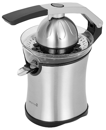 Tarrington House exprimidor de cítricos eléctrico CJ1621S , acero inox/plástico, 17.2x26.3x28.9cm, 600 ml, antigoteo, 2 conos reemplazables, plateado
