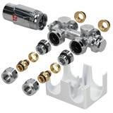 thumbnail of ECD Germany Badheizkörper Mittelanschluss 500×1200 mm Weiß, gebogen, mit Thermostat-Set (Universal/Durchgang)