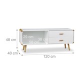 thumbnail of Relaxdays Sideboard abgerundet mit 2 Schubladen, langes Lowboard mit Beine, flache TV-Bank HxBxT 48 x 120 x 40 cm, weiß