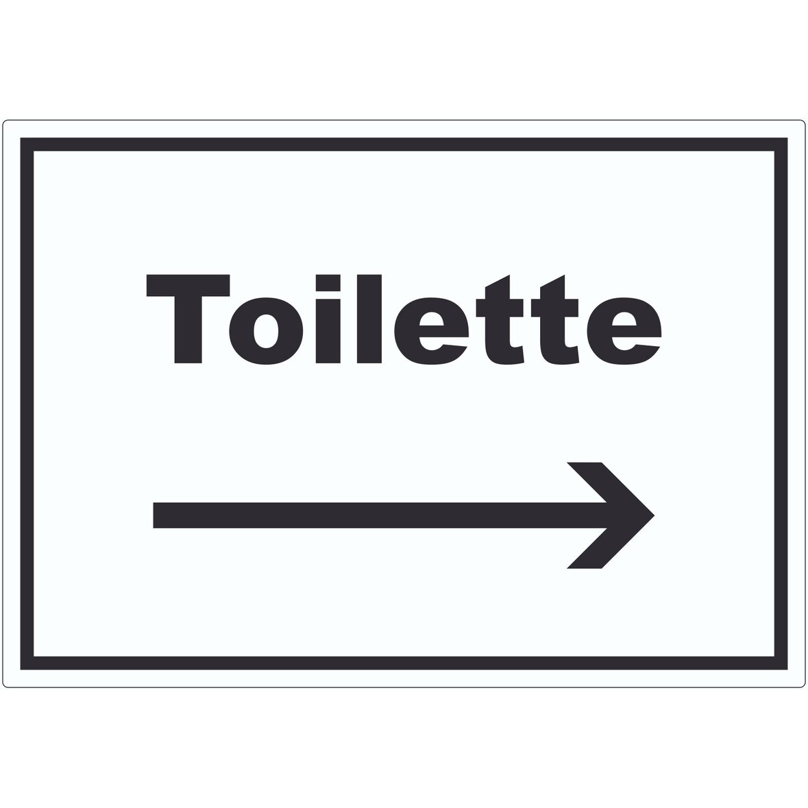Toilette Aufkleber mit Text und Richtungspfeil rechts Klo WC waagerecht A5 (148x210mm)