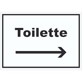 thumbnail of Toilette Aufkleber mit Text und Richtungspfeil rechts Klo WC waagerecht A5 (148x210mm)