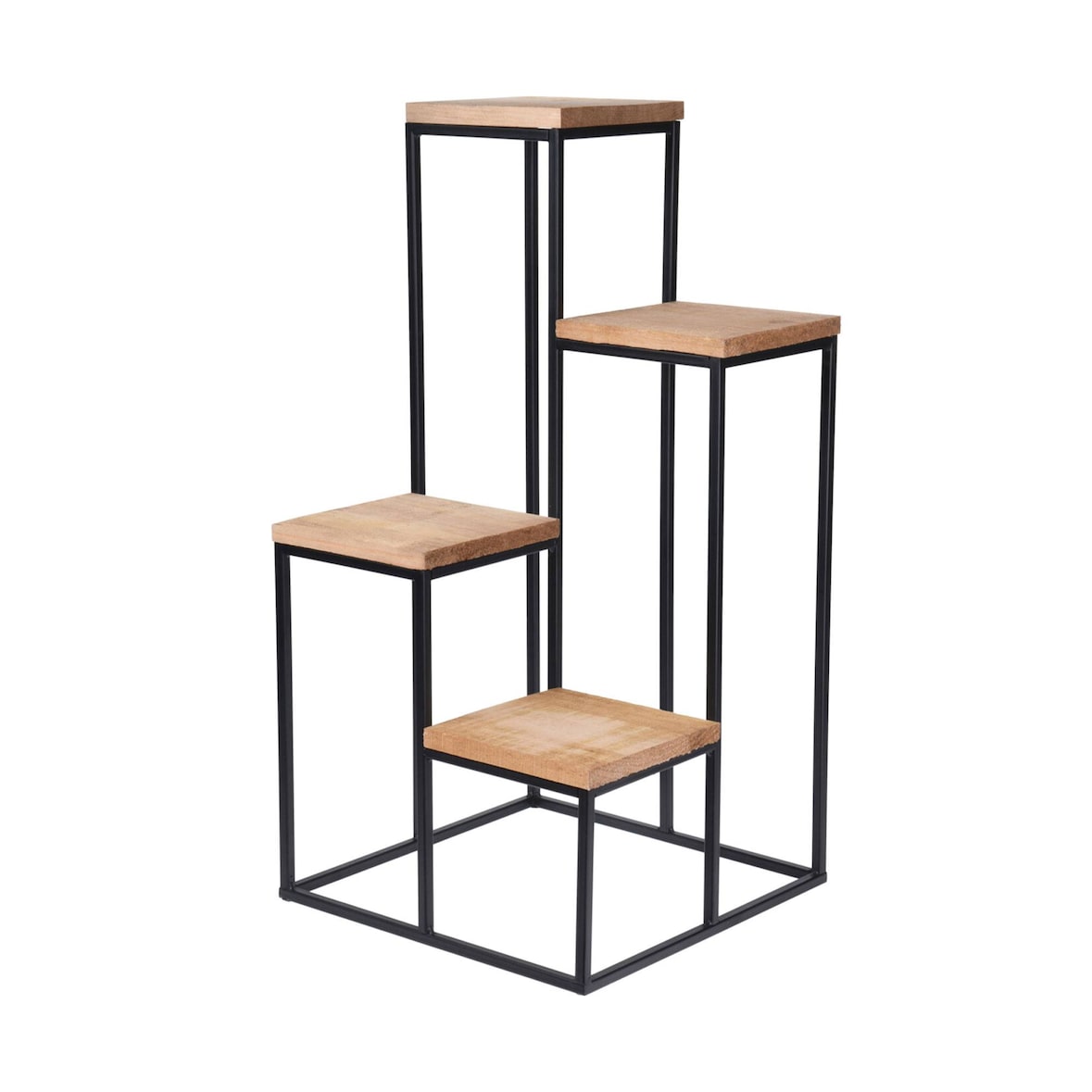 WellHome - Metalen vaasplank met 4 houten planken 34x34x76cm