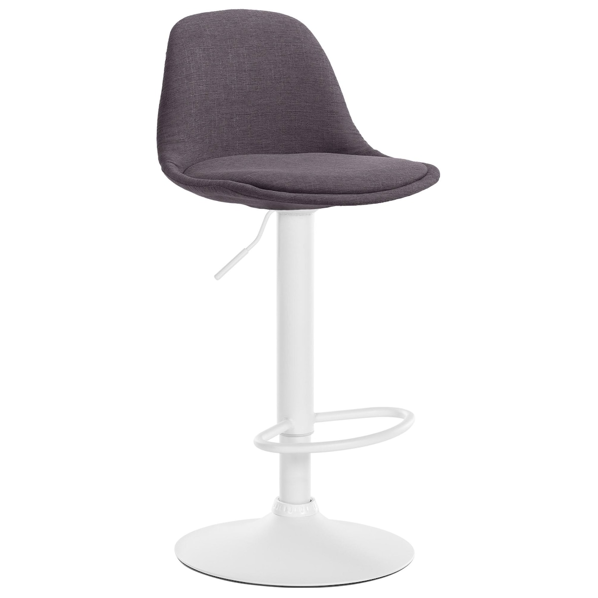 Décoshop26 - Tabouret de bar x1 moderne et confortable assise en tissu gris foncé pieds en métal blanc 10_0005669