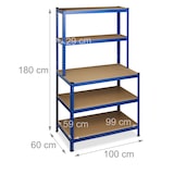 thumbnail of Helloshop26 - Estantería robusta para garaje/banco de trabajo capacidad de 900 kg diseño con clip 5 estantes 180 cm de ancho azul 13_0001063